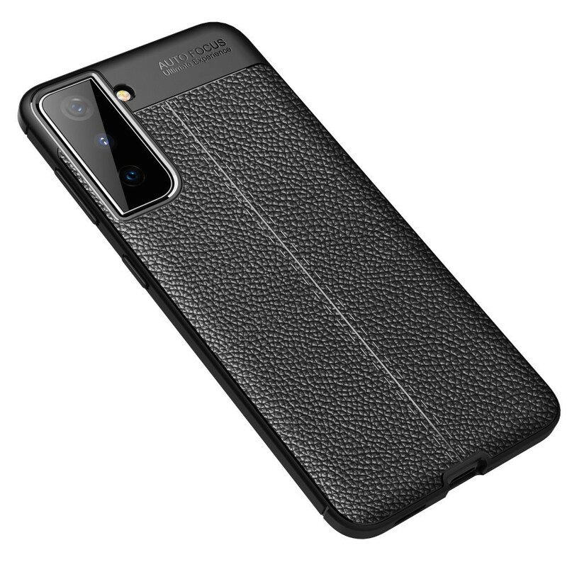 Hoesje voor Samsung Galaxy S21 5G Dubbellijnig Litchi-leereffect