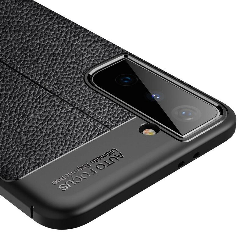 Hoesje voor Samsung Galaxy S21 5G Dubbellijnig Litchi-leereffect