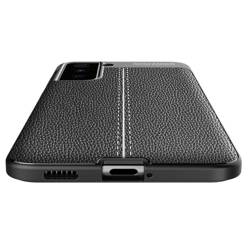 Hoesje voor Samsung Galaxy S21 5G Dubbellijnig Litchi-leereffect