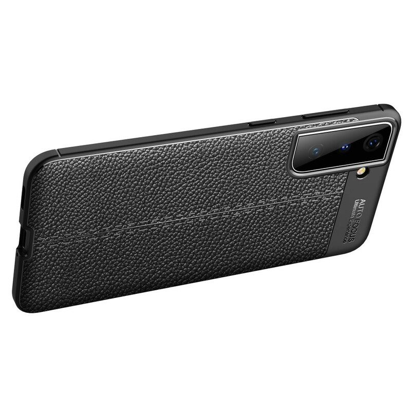 Hoesje voor Samsung Galaxy S21 5G Dubbellijnig Litchi-leereffect