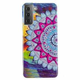 Hoesje voor Samsung Galaxy S21 5G Fluorescerende Kleurrijke Mandala