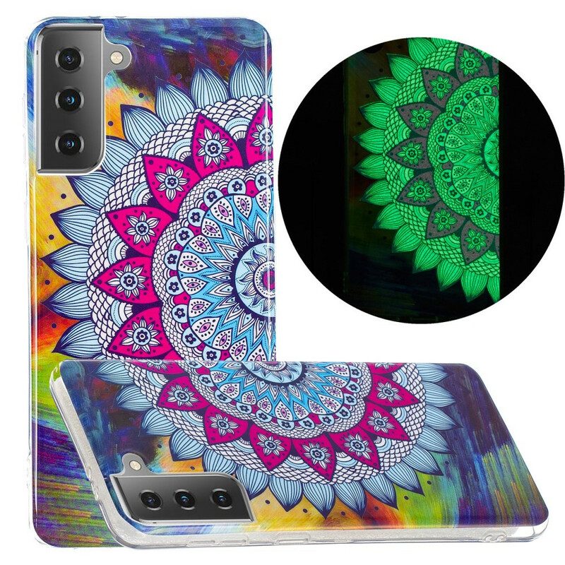 Hoesje voor Samsung Galaxy S21 5G Fluorescerende Kleurrijke Mandala