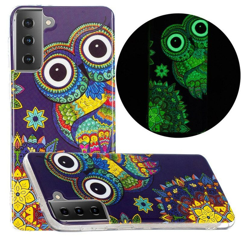 Hoesje voor Samsung Galaxy S21 5G Fluorescerende Uil Mandala