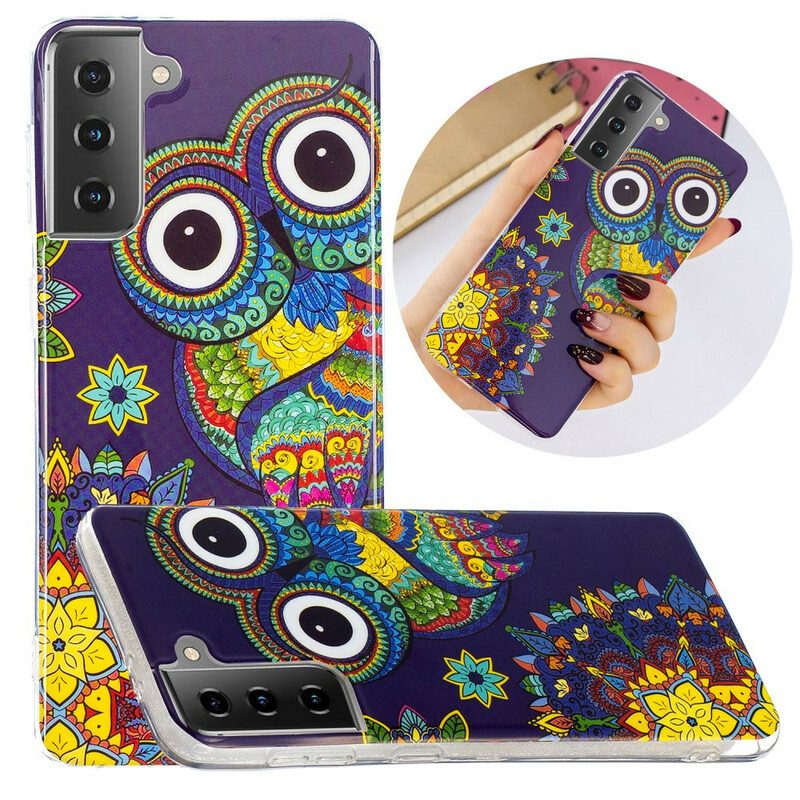 Hoesje voor Samsung Galaxy S21 5G Fluorescerende Uil Mandala