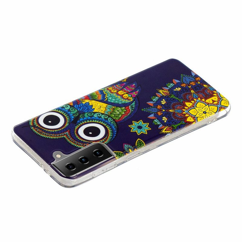 Hoesje voor Samsung Galaxy S21 5G Fluorescerende Uil Mandala