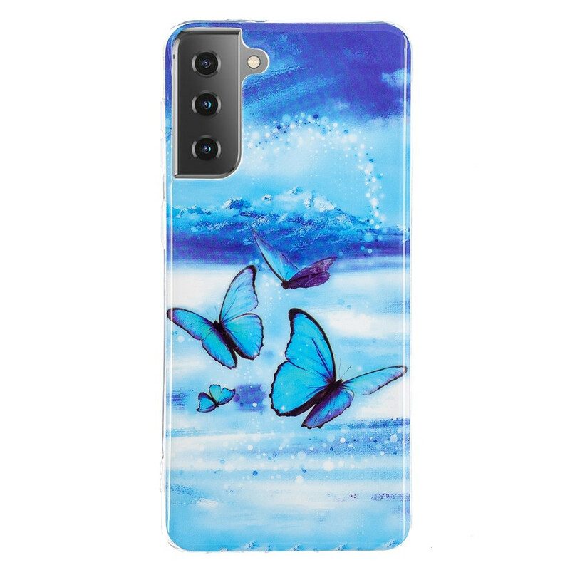 Hoesje voor Samsung Galaxy S21 5G Fluorescerende Vlinders Serie