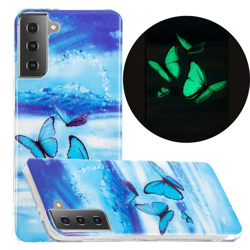 Hoesje voor Samsung Galaxy S21 5G Fluorescerende Vlinders Serie