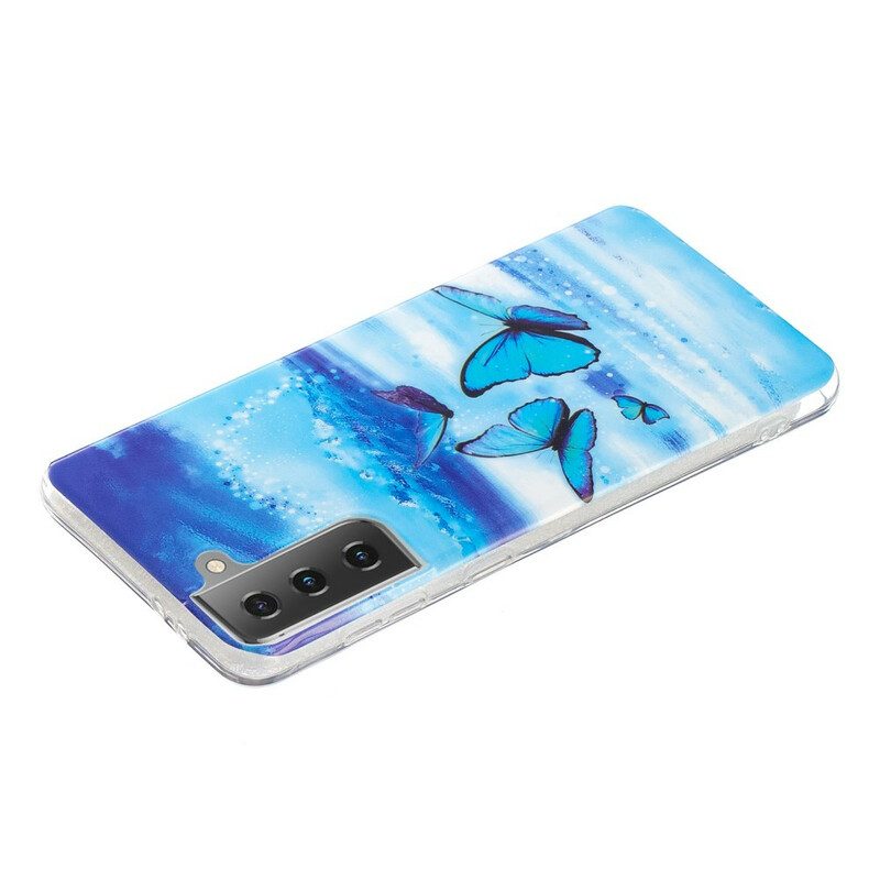 Hoesje voor Samsung Galaxy S21 5G Fluorescerende Vlinders Serie