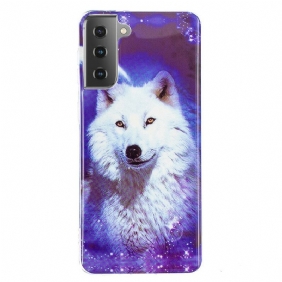 Hoesje voor Samsung Galaxy S21 5G Fluorescerende Wolf-serie