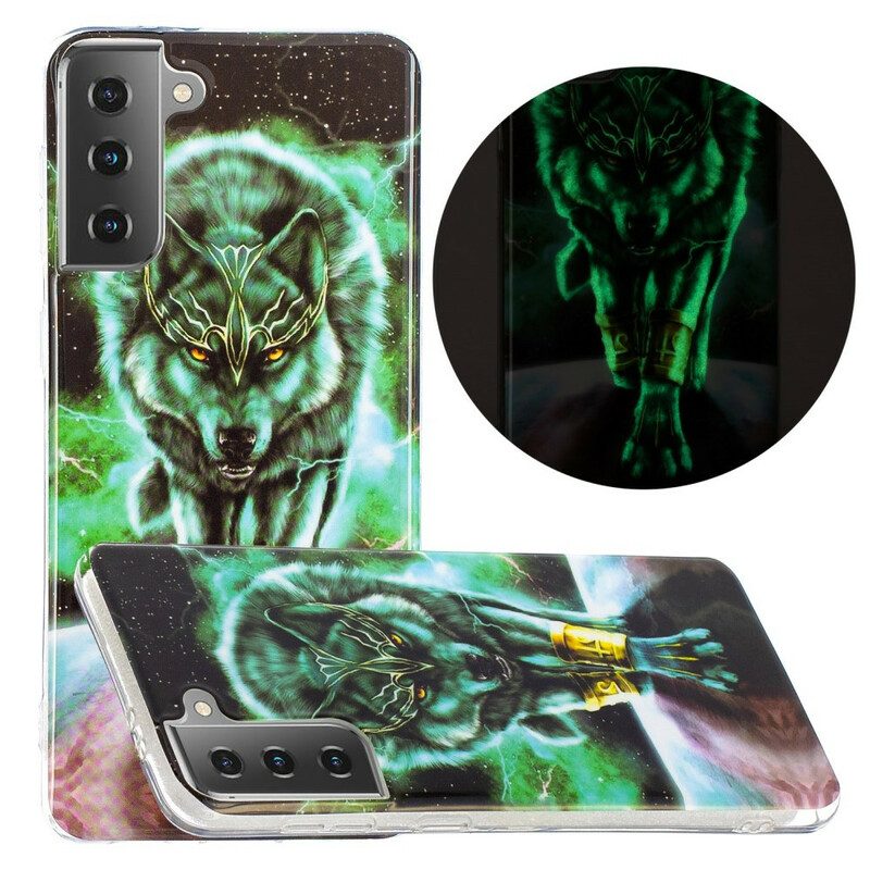 Hoesje voor Samsung Galaxy S21 5G Fluorescerende Wolf-serie