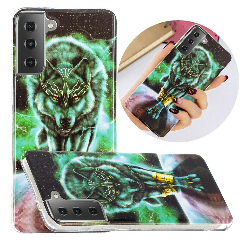 Hoesje voor Samsung Galaxy S21 5G Fluorescerende Wolf-serie