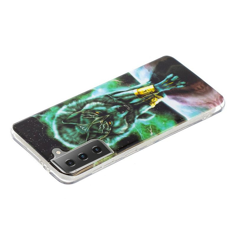 Hoesje voor Samsung Galaxy S21 5G Fluorescerende Wolf-serie