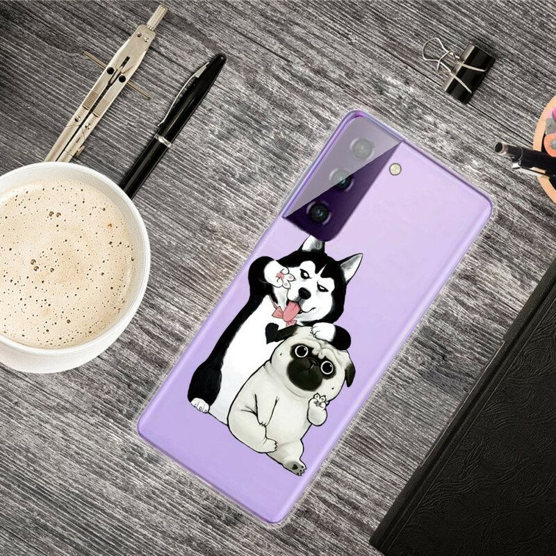 Hoesje voor Samsung Galaxy S21 5G Grappige Honden