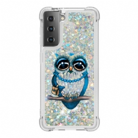 Hoesje voor Samsung Galaxy S21 5G Miss Uil Pailletten