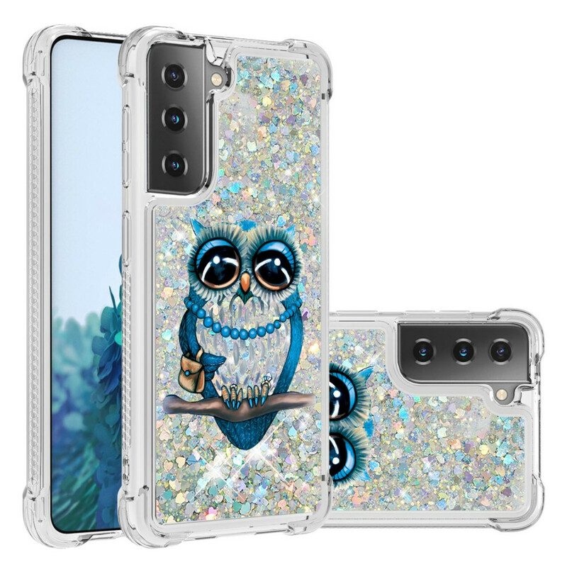 Hoesje voor Samsung Galaxy S21 5G Miss Uil Pailletten