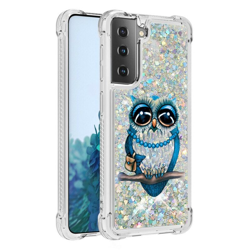 Hoesje voor Samsung Galaxy S21 5G Miss Uil Pailletten