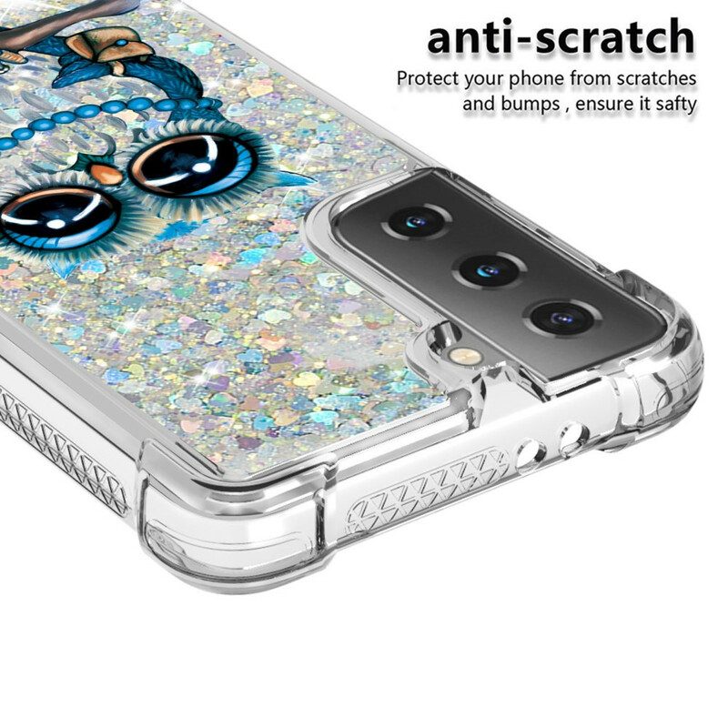 Hoesje voor Samsung Galaxy S21 5G Miss Uil Pailletten