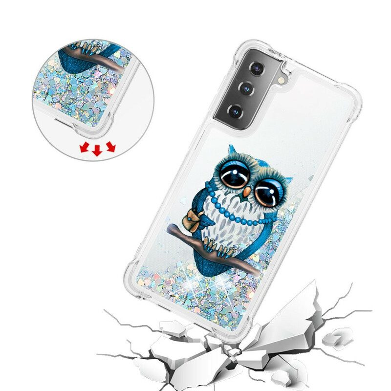 Hoesje voor Samsung Galaxy S21 5G Miss Uil Pailletten