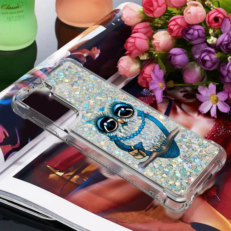 Hoesje voor Samsung Galaxy S21 5G Miss Uil Pailletten