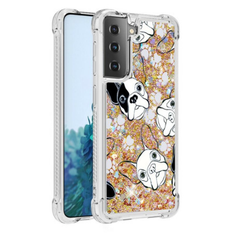 Hoesje voor Samsung Galaxy S21 5G Mr Dog Pailletten