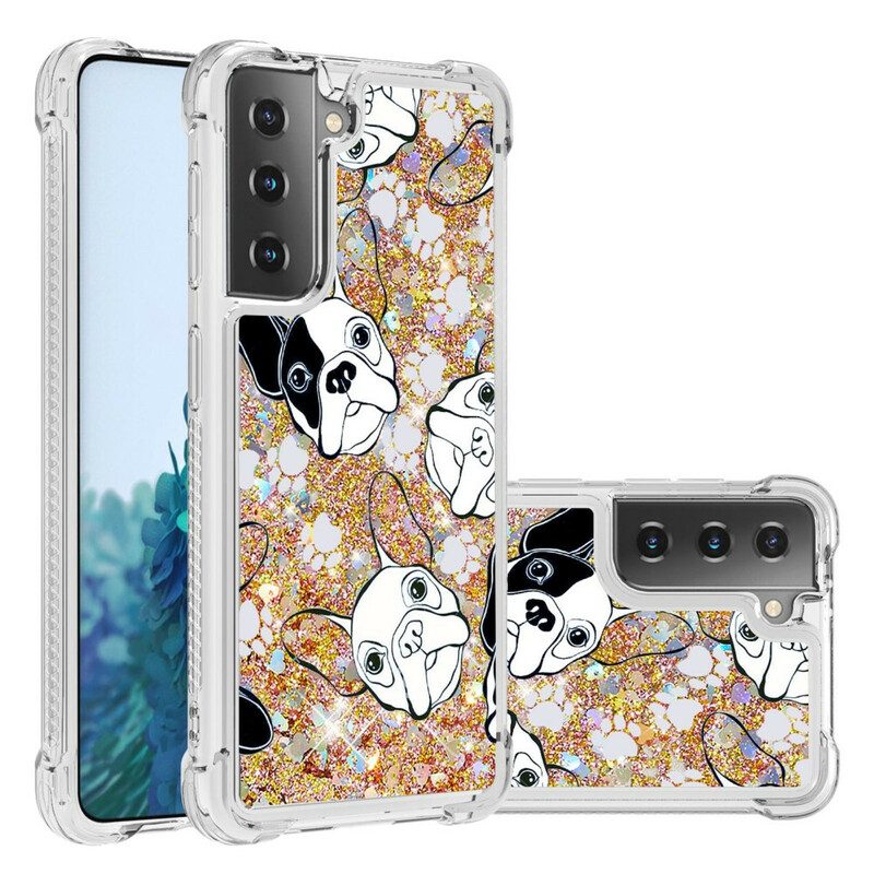 Hoesje voor Samsung Galaxy S21 5G Mr Dog Pailletten