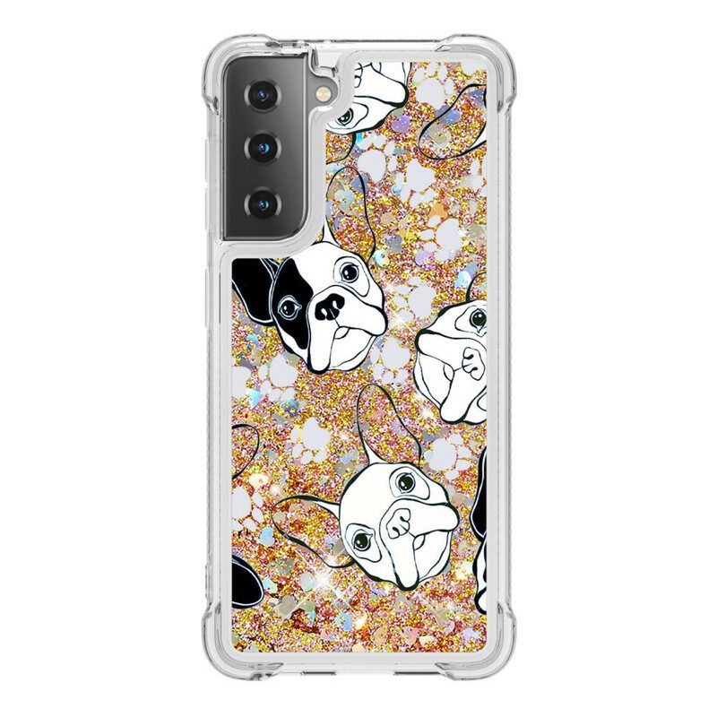 Hoesje voor Samsung Galaxy S21 5G Mr Dog Pailletten