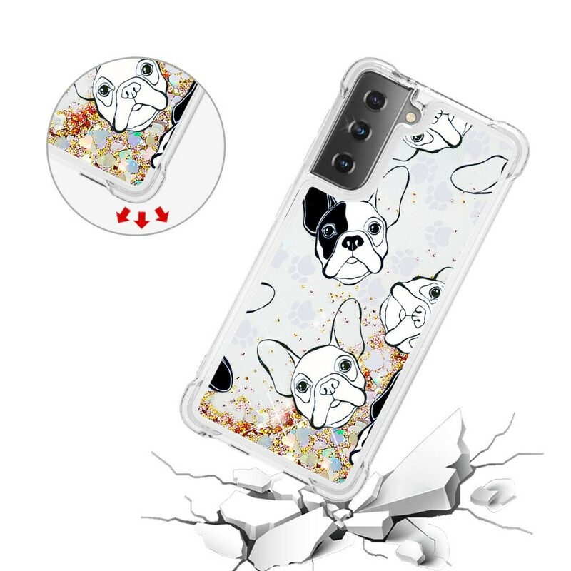 Hoesje voor Samsung Galaxy S21 5G Mr Dog Pailletten