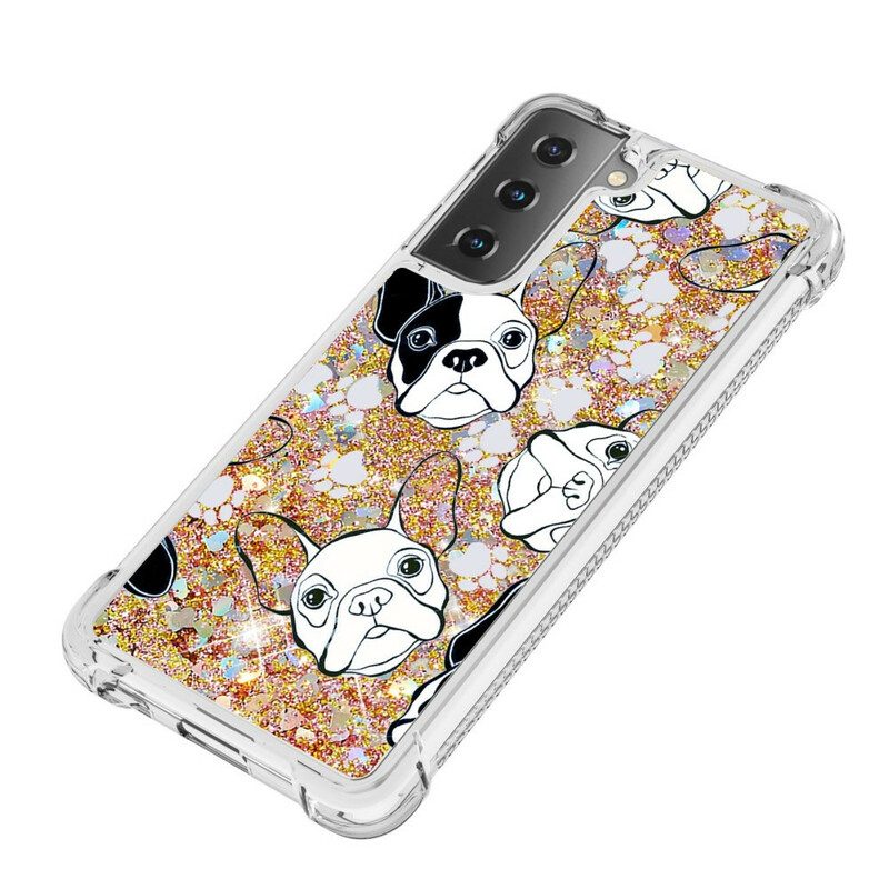 Hoesje voor Samsung Galaxy S21 5G Mr Dog Pailletten