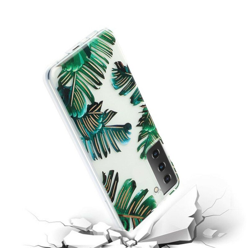 Hoesje voor Samsung Galaxy S21 5G Naadloze Groene Bladeren