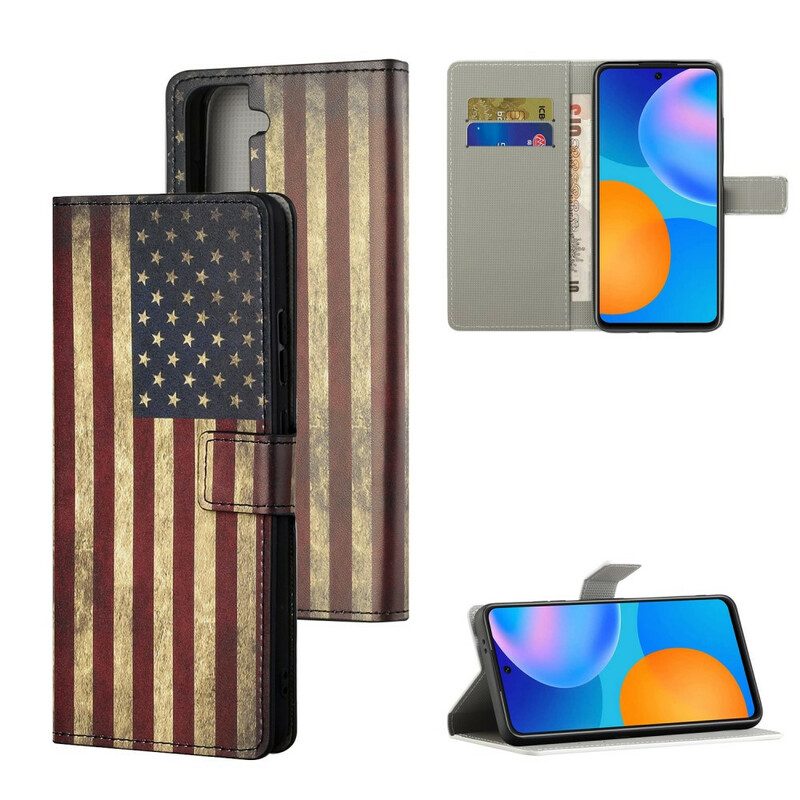 Leren Hoesje voor Samsung Galaxy S21 5G Amerikaanse Vlag