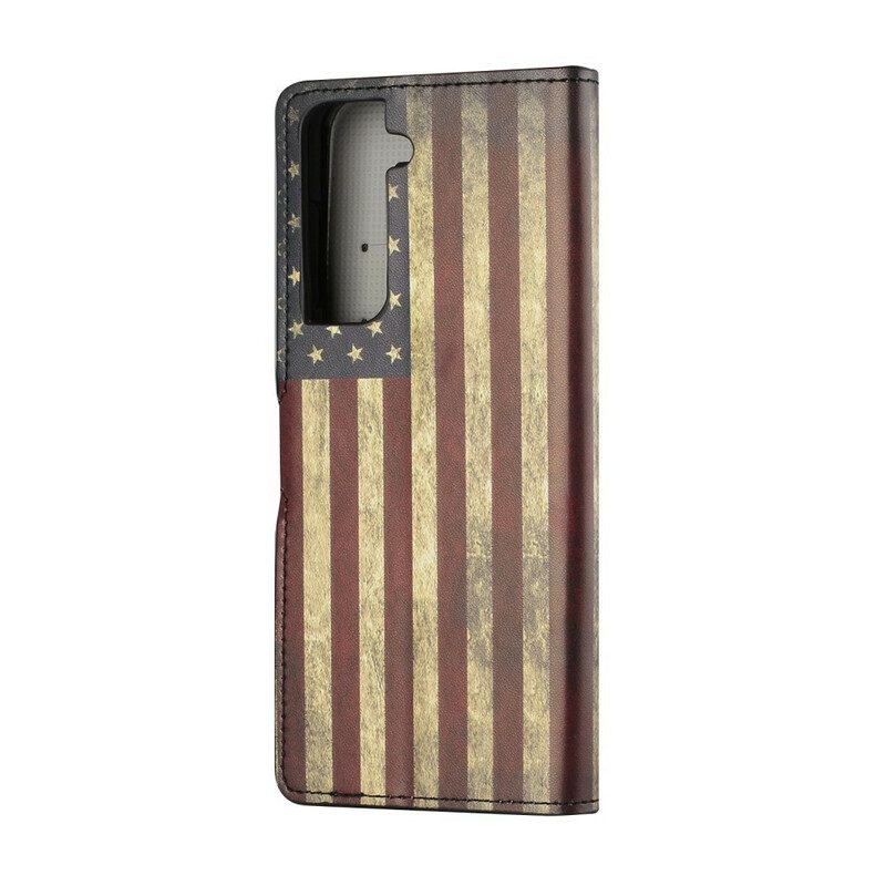 Leren Hoesje voor Samsung Galaxy S21 5G Amerikaanse Vlag