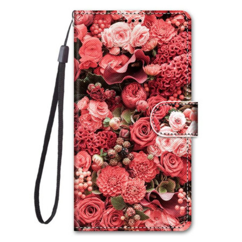 Leren Hoesje voor Samsung Galaxy S21 5G Bloemen Romantiek