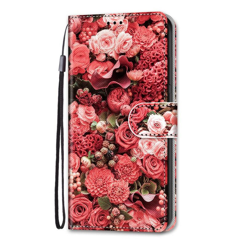 Leren Hoesje voor Samsung Galaxy S21 5G Bloemen Romantiek