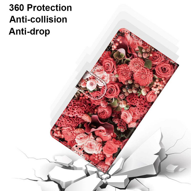 Leren Hoesje voor Samsung Galaxy S21 5G Bloemen Romantiek