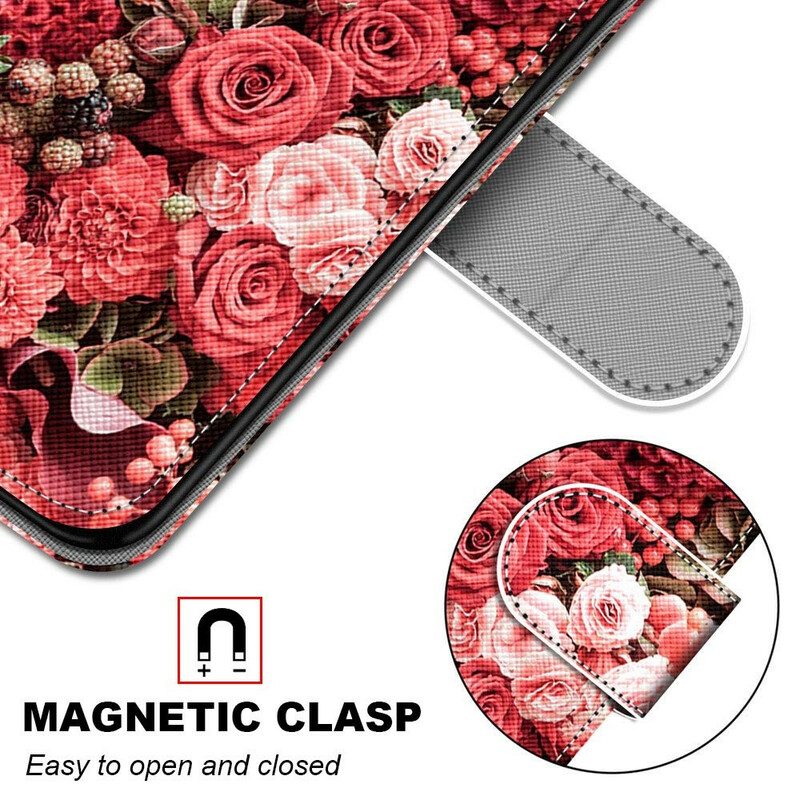 Leren Hoesje voor Samsung Galaxy S21 5G Bloemen Romantiek