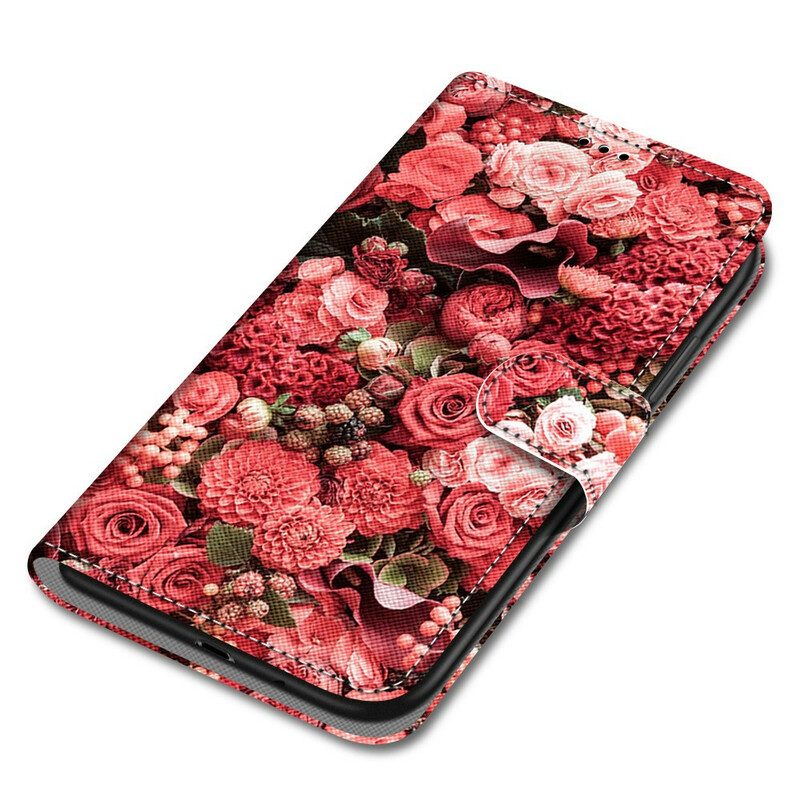 Leren Hoesje voor Samsung Galaxy S21 5G Bloemen Romantiek