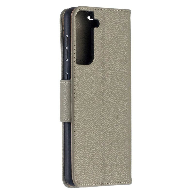 Leren Hoesje voor Samsung Galaxy S21 5G Folio-hoesje Lychee Rabat Schuin