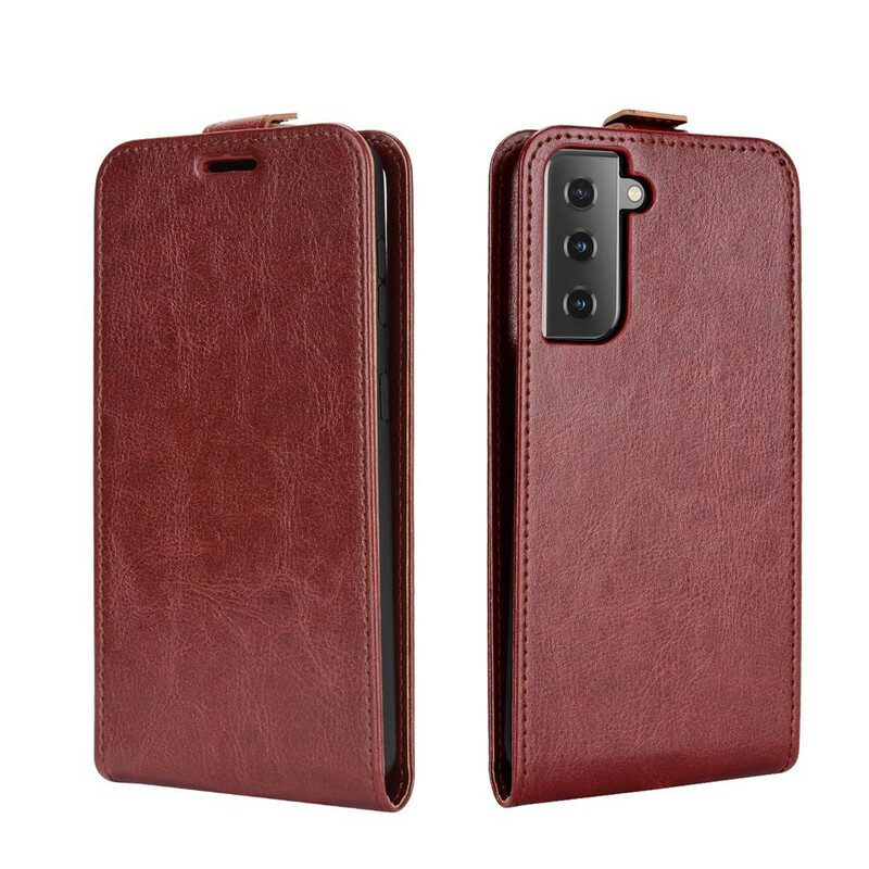 Leren Hoesje voor Samsung Galaxy S21 5G Folio-hoesje Verticale Flap Met Leereffect