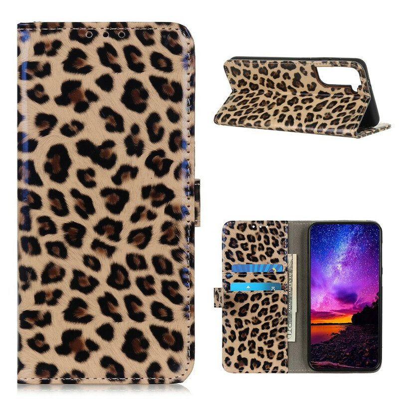 Leren Hoesje voor Samsung Galaxy S21 5G Luipaard