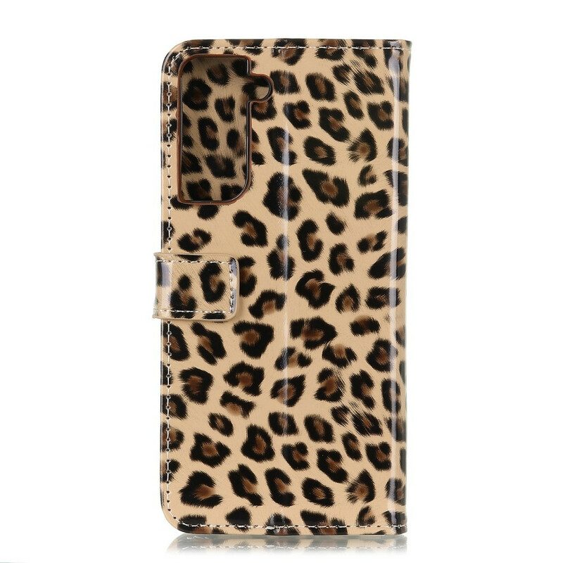 Leren Hoesje voor Samsung Galaxy S21 5G Luipaard