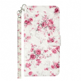 Leren Hoesje voor Samsung Galaxy S21 5G Met Ketting Band Lichtvlek Bloemen