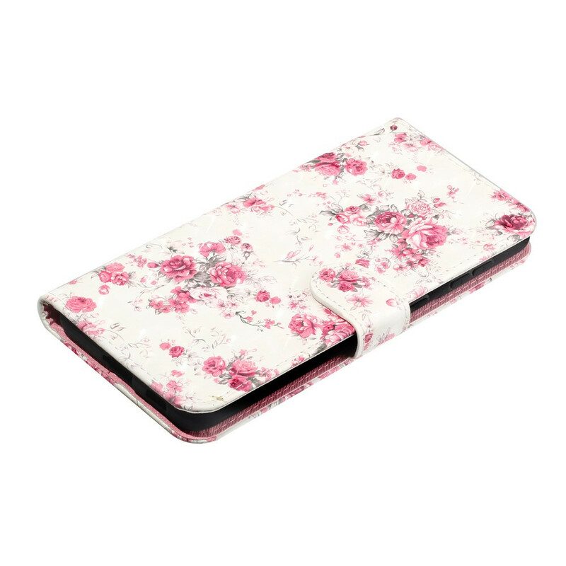 Leren Hoesje voor Samsung Galaxy S21 5G Met Ketting Band Lichtvlek Bloemen