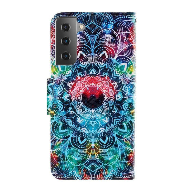 Leren Hoesje voor Samsung Galaxy S21 5G Met Ketting Flitsende Strappy Mandala