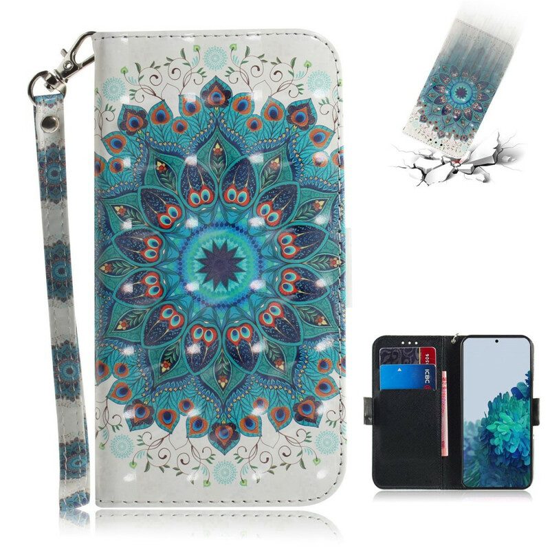 Leren Hoesje voor Samsung Galaxy S21 5G Met Ketting Meesterlijke Mandala Met Riem