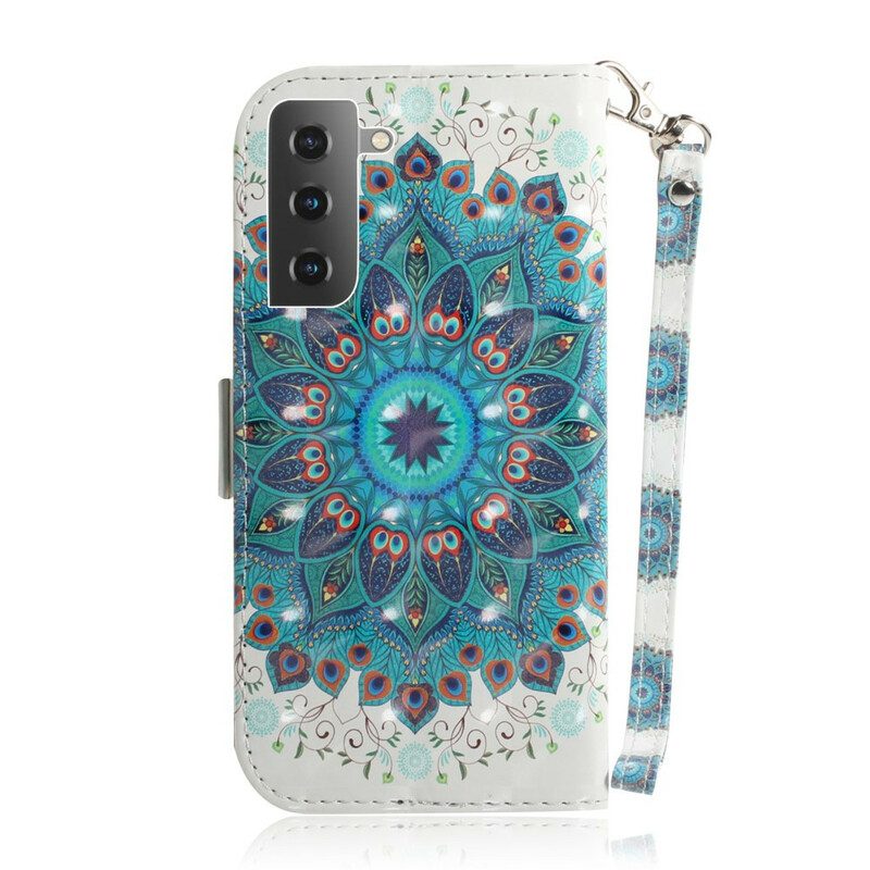 Leren Hoesje voor Samsung Galaxy S21 5G Met Ketting Meesterlijke Mandala Met Riem