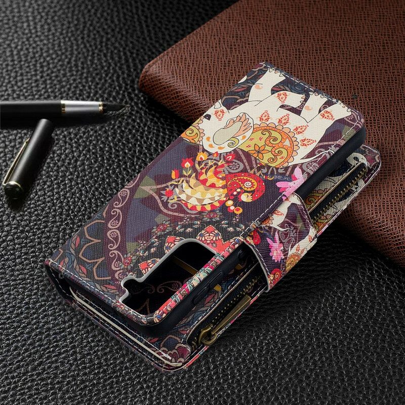 Leren Hoesje voor Samsung Galaxy S21 5G Olifantenzak Met Ritssluiting