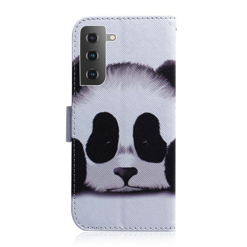 Leren Hoesje voor Samsung Galaxy S21 5G Panda Gezicht