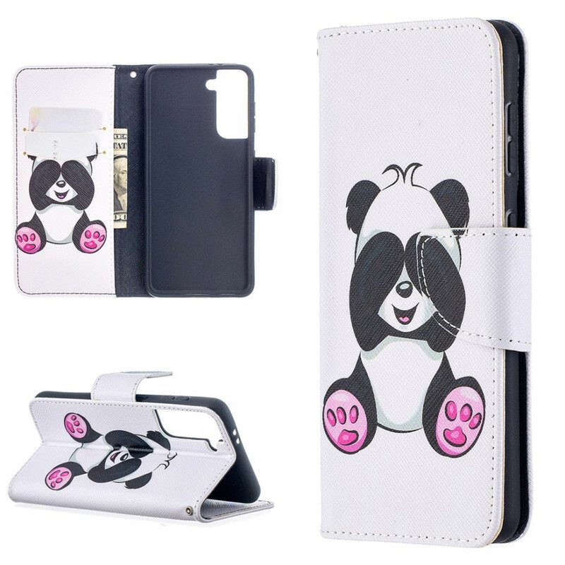 Leren Hoesje voor Samsung Galaxy S21 5G Panda-plezier