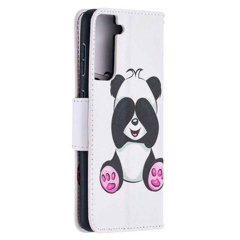 Leren Hoesje voor Samsung Galaxy S21 5G Panda-plezier