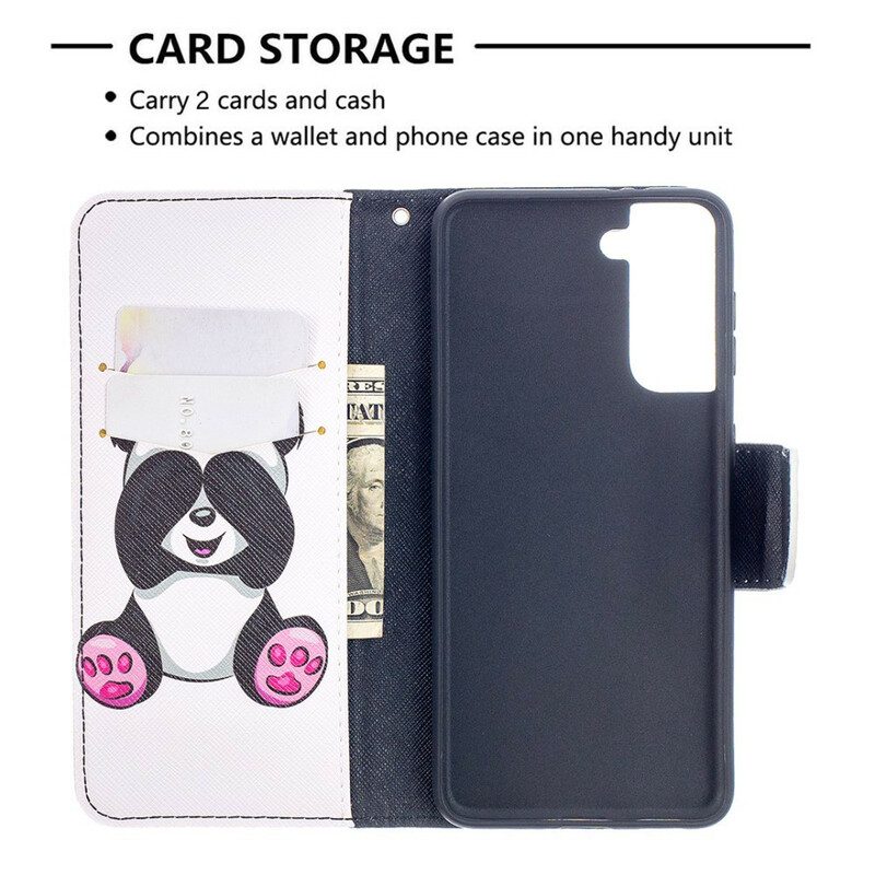 Leren Hoesje voor Samsung Galaxy S21 5G Panda-plezier